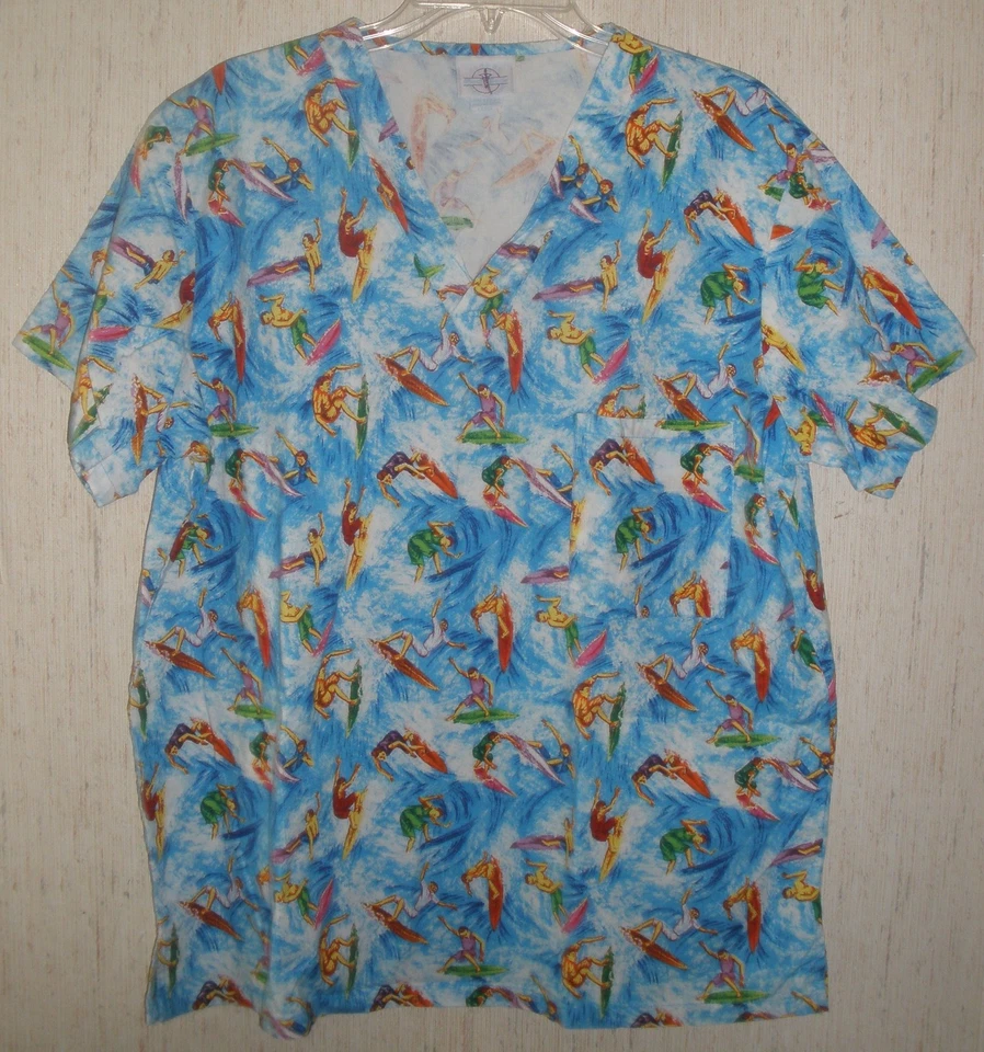 Med Gear SCRUBS "Surfers" SCRUBS TOP  SIZE L - Image 1 of 1