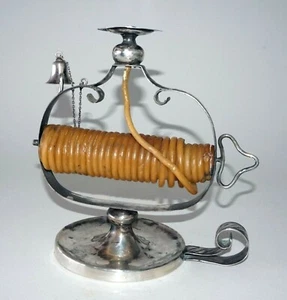 18C Spanischer Silber Kerzenständer Wachsheber mit Glocke und unleserlichen Markenzeichen (MoW) - Bild 1 von 12
