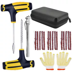 Tubeless Tyre Puncture Repair Kit Tool Auto Tire Plug 15Rubber Strip Heavy Duty⇚ - Picture 1 of 12