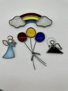 Stained Glass Art Sun Catcher Window Wall Four Rainbow Angel Balloons Collection - Picture 1 of 12