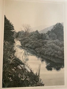 Vintage New York Künstler HELEN RUNDELL Serigrafie DRUCK "Stromlandschaft" S/N - Bild 1 von 9