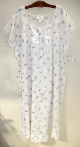 C26 Amanda Stewart NWT Nightgown Purple Violets Floral Country 3X Eyelet Lace - Picture 1 of 8