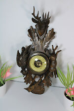 black forest wood carved hunt deer trophy Wall barometer antique 
