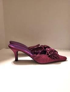 EY Boutique scarpe sandali donna viola slingback tacco basso ~ taglia 11 - Foto 1 di 14