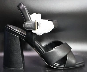 Kenneth Cole Lessia Women's Leather Block Heels, Black, Size 5.5 (KL23LES01) - Picture 1 of 12