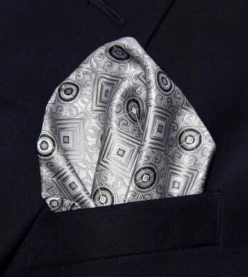 Gascoigne Pocket Square Gray Black Geometric Men's - Image 1 of 2