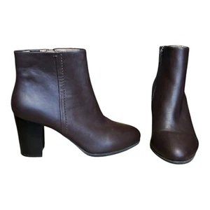 VIONIC Women’s Ankle Bootie 322 Kennedy Brown Leather Orthaheel 3" Heel sz 10 - Picture 1 of 8