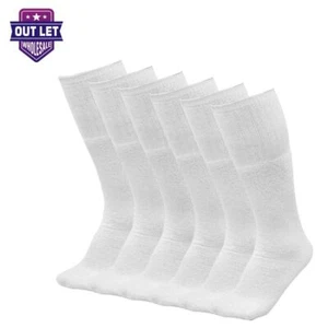 6-12 Pairs Men's White Tube socks Over The Calf Sports Cotton Socks Big & Tall - Picture 1 of 4