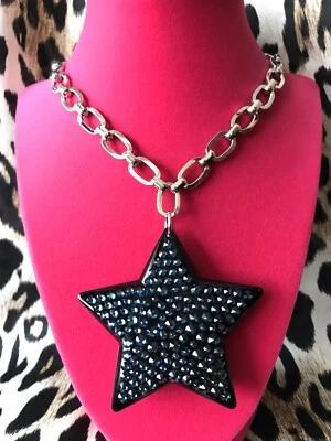 ENORME Collar Estelar Swarovski Estrella Negra Azul Oscuro Estrella Lu "Andrómeda" De Colección Foto 1 de 4