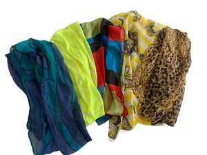 Lot of 5 Scarves Various colors Sizes and Brands Descriptions Below Pre Owned. - Picture 1 of 14