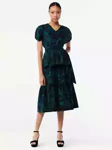Scoop Women's Midi Dress with Ruched Sleeves Green Butterfly - Med (8-10) - Picture 1 of 4