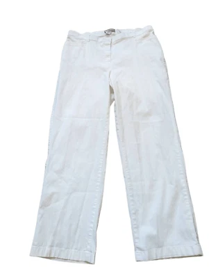 Pantalones informales Tanjay para mujer blancos de pierna recta cómodos cintura elástica de algodón 16W Foto 1 de 4