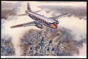 Aviation - Vintage Art Print: Vickers Armstrong's 'Viking' Class (BEA). Free p&p - Picture 1 of 1