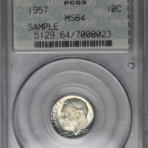 1957 10c DOILY SAMPLE PCGS MS64 Roosevelt Dime Rare Date for Doily Sample - Picture 1 of 3