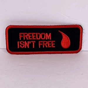 Parche Coser Freedom Isn't Free Motociclista Gota de Sangre Veteranos Militares 4" x 1.5" - Imagen 1 de 3