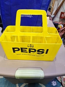 Vintage Pepsi Cola Bottle Holder Plastic Yellow Very Rare! Holds 8 16oz Bottles - Picture 1 of 6