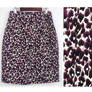 Ann Taylor Pencil Skirt Womens 10 Cheetah Watercolor Print Purple Tan Black - Picture 1 of 4