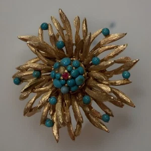 Vintage Capri Faux Türkis & Strass Sea Life Brosche signiert Schmuck L@@K - Bild 1 von 3