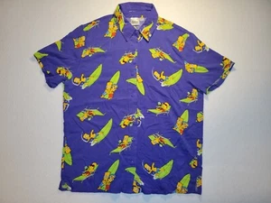The Simpsons Bart & Milhouse Surfing Hawaiian Rayon Button Up Shirt Adult Medium - Picture 1 of 7