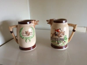 2 X VINTAGE JAGDSZENEN FUCHSKOPF AUSGUSS KRÜGE - KSP- PORTOFREI UK - Bild 1 von 9