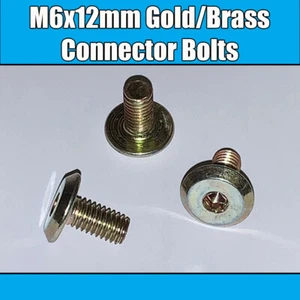 M6 x 12 mm Oro Latón Amarillo Muebles Conector Pernos Allen Llave Fijación Junta Nuevo - Imagen 1 de 1