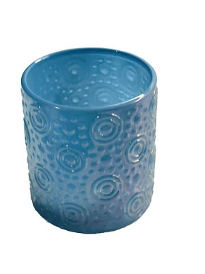 Greenbrier’s Turquoise Metallic Embossed Glass Candle Holder Vase Decor 2.9 In T - Image 1 of 4