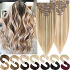 Double Weft Clip In Thick Full Head Real Remy Human Hair Extensions Highlight