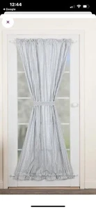 Denim blue and soft white striped French door curtain panels (2). - Picture 1 of 2