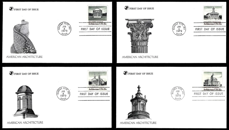 USA, SCOTT # 1779-1782, SET OF 4 READERS DIGEST FDC COVERS AMERICAN ARCHITECTURE - Image 1 of 4