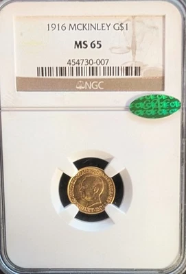 McKinley Commemorative Gold 1916 G$1 Dollar NGC MS 64 CAC - Image 1 of 2