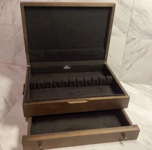 Vintage 1960s Pacific Silvercloth Wooden Chest Silver Storage Two Chambered Box - Picture 1 of 16