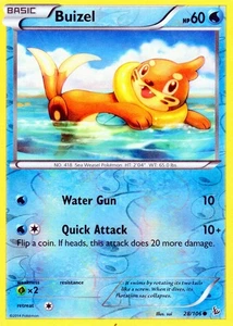 Pokemon TCG "Buizel" #28/106 Reverse Holo! XY Flashfire! MP-LP! - Foto 1 di 3