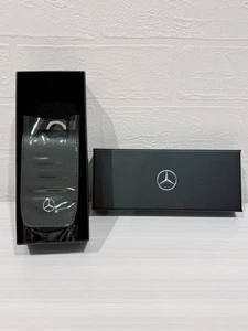 Mercedes-Benz Collection Genuine Key Cover Oval Flap Black Leather Magnetic - Picture 1 of 6