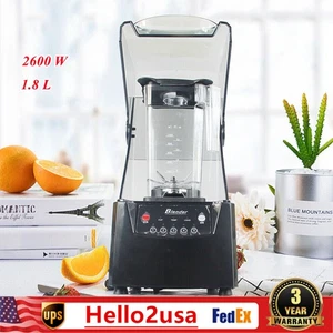 Licuadora de cubierta insonorizada comercial de 1,8 L 2600 W exprimidor de frutas mezclador de batidos de hielo - Imagen 1 de 10