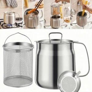68oz 304 Stainless Steel Deep Fryer Pot with Basket Large Capacity Versatile ... - Picture 1 of 9