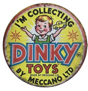 Dinky Toys Alu Schild Vintage Werbung bedruckt Metall Retro Schild 19,5 cm rund - Bild 1 von 1