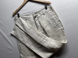 Pantalones chinos rectos Tasso Elba para hombre 34 beige blanco roto lino adulto 34x32 - Imagen 1 de 7