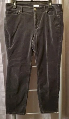 Pantalones J.JILL Terciopelo Elastizados Pierna Ajustada Gris Talla 12 Petite Foto 1 de 4