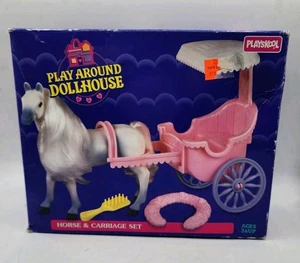 Playskool 1994 Stable Horse and Carriage Open Box Dollhouse Pink Vintage Pony - Picture 1 of 5