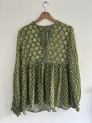 Blank Bl^nk London Anthropologie Top medium green boho Eclectic leaf hippie - Image 1 of 4