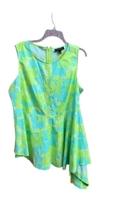 Lane Bryant Tops Damen 18 limettengrün blau Schößchen hoher niedriger Saum ärmellos - Bild 1 von 10