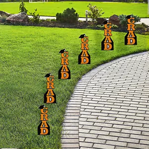 Orange Grad with Graduation Cap Vertical Yard Signs Bulk 6 Pc - Picture 1 of 1