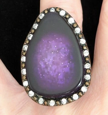 Anillo elástico noche estrellada púrpura celestial astrológico zodiaco joyería talla 8 Foto 1 de 4