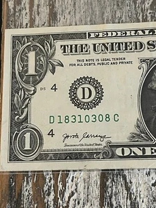 Fancy Serial Number $1 One Dollar Bill Birthday Note 03-08-1831 or 08-03-1831 - Picture 1 of 3