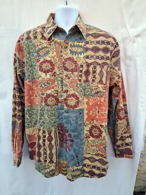 The Territory Ahead Vtg Bohemian Hipster Abstract Aztec Floral Button Shirt M - Image 1 of 3
