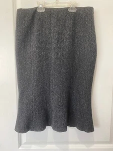 Falda Lauren Ralph Lauren para mujer 6 negra midi forrada de lana tulipán espiga tweed - Imagen 1 de 6