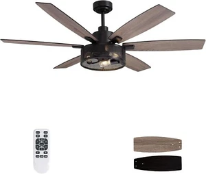 Deckenventilator mit Beleuchtung und Fernbedienung Bauernhaus 60 Zoll Ventilator braun oder schwarz - Bild 1 von 8