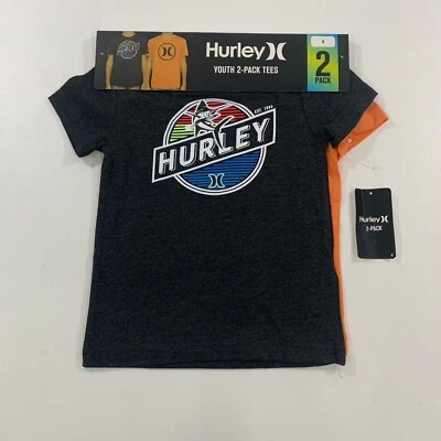 Hurley Boy's 4 Tee 2-Pack Graphic Crew Neck Short Sleeve T - Shirts Orange 4 - Image 1 of 4