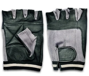 Real Leather Breathable Stretch Material Leather Padded Palm Gym Training Gloves - Picture 1 of 5