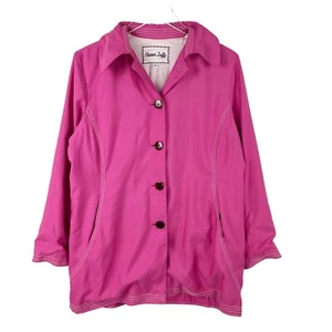 Eleanor Duffy Pink Satin Button Down Blazer Coat Jacket Womens 10 - Picture 1 of 4